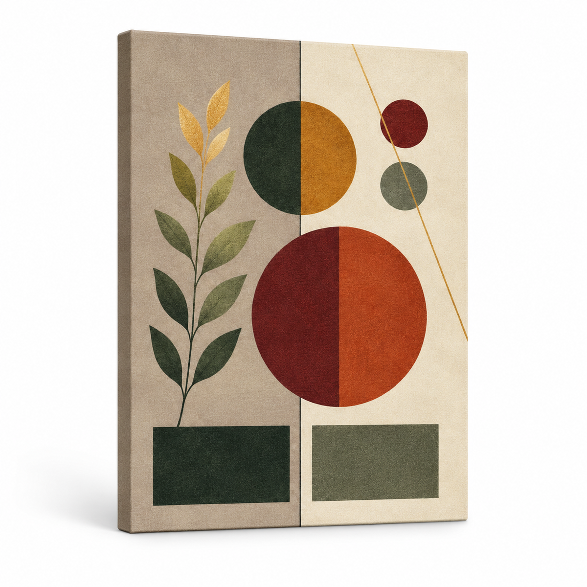 Divided Geometry Botanical Floater Frame Canvas Wall Art | frameless stretched canvas SKU