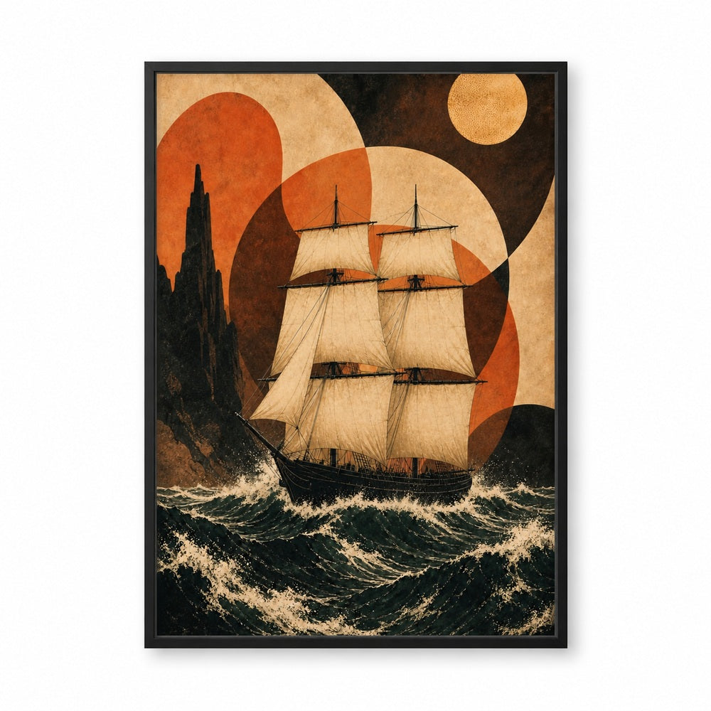 Twin Mast Voyage Vintage Floating Frame Wall Art - 01