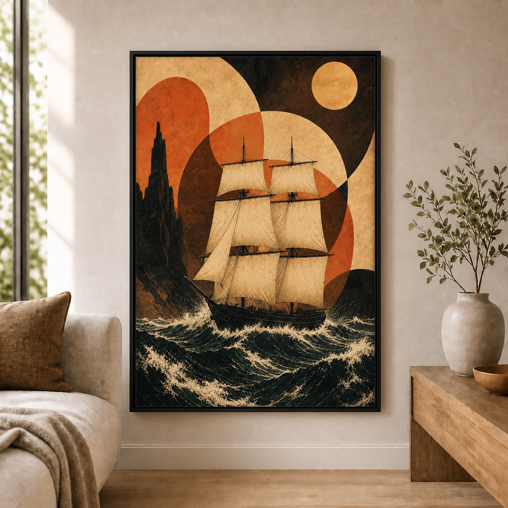 Twin Mast Voyage Vintage Floating Frame Wall Art - 02