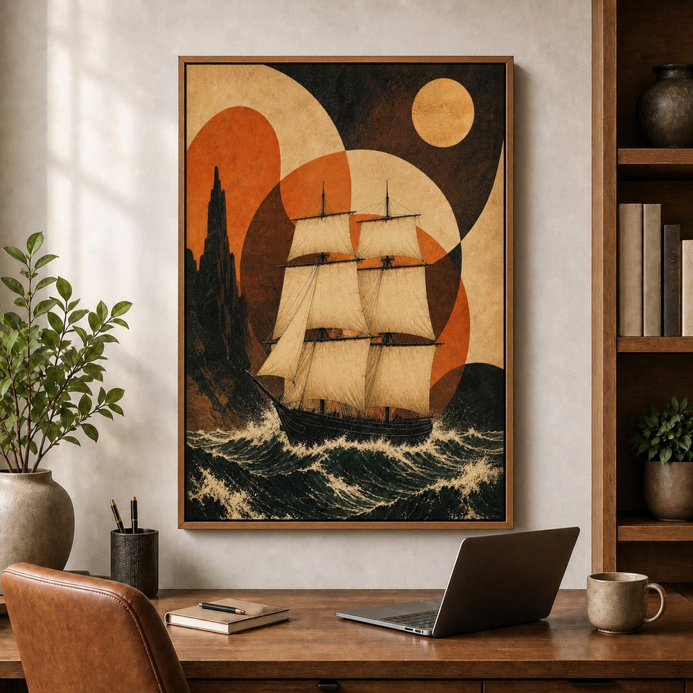 Twin Mast Voyage Vintage Floating Frame Wall Art - 05