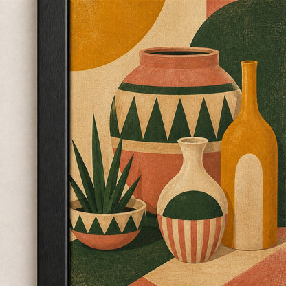 Mid Century Ceramic Vessels I Floating Frame Wall Art - 03