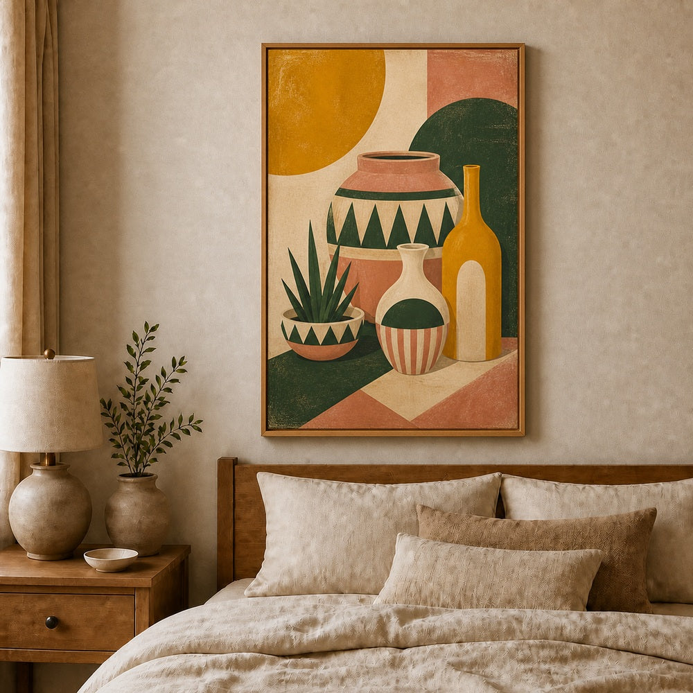 Mid Century Ceramic Vessels I Floating Frame Wall Art - 04