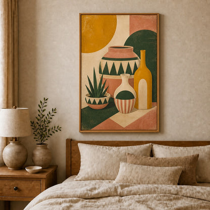 Mid Century Ceramic Vessels I Floating Frame Wall Art - 04