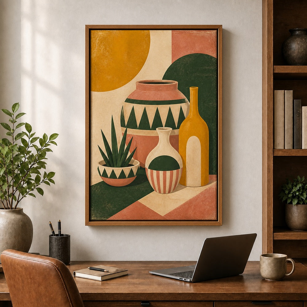 Mid Century Ceramic Vessels I Floating Frame Wall Art - 05