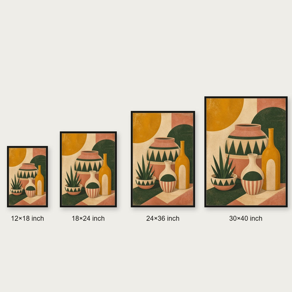 Mid Century Ceramic Vessels I Floating Frame Wall Art - 06