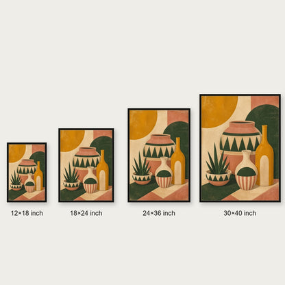Mid Century Ceramic Vessels I Floating Frame Wall Art - 06