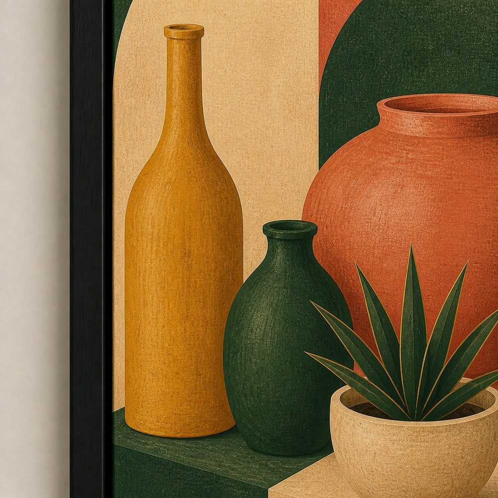 Mid Century Ceramic Vessels II Floating Frame Wall Art - 03