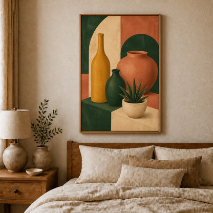 Mid Century Ceramic Vessels II Floating Frame Wall Art - 04