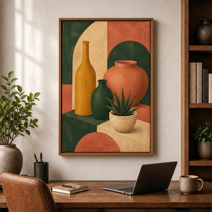 Mid Century Ceramic Vessels II Floating Frame Wall Art - 05