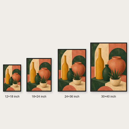 Mid Century Ceramic Vessels II Floating Frame Wall Art - 06