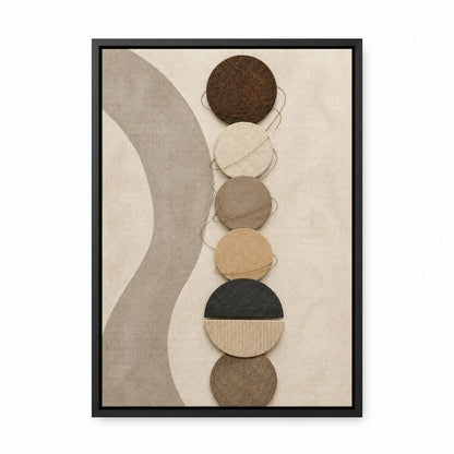 Earthtone Circle Material Collage Floating Frame Wall Art - 01