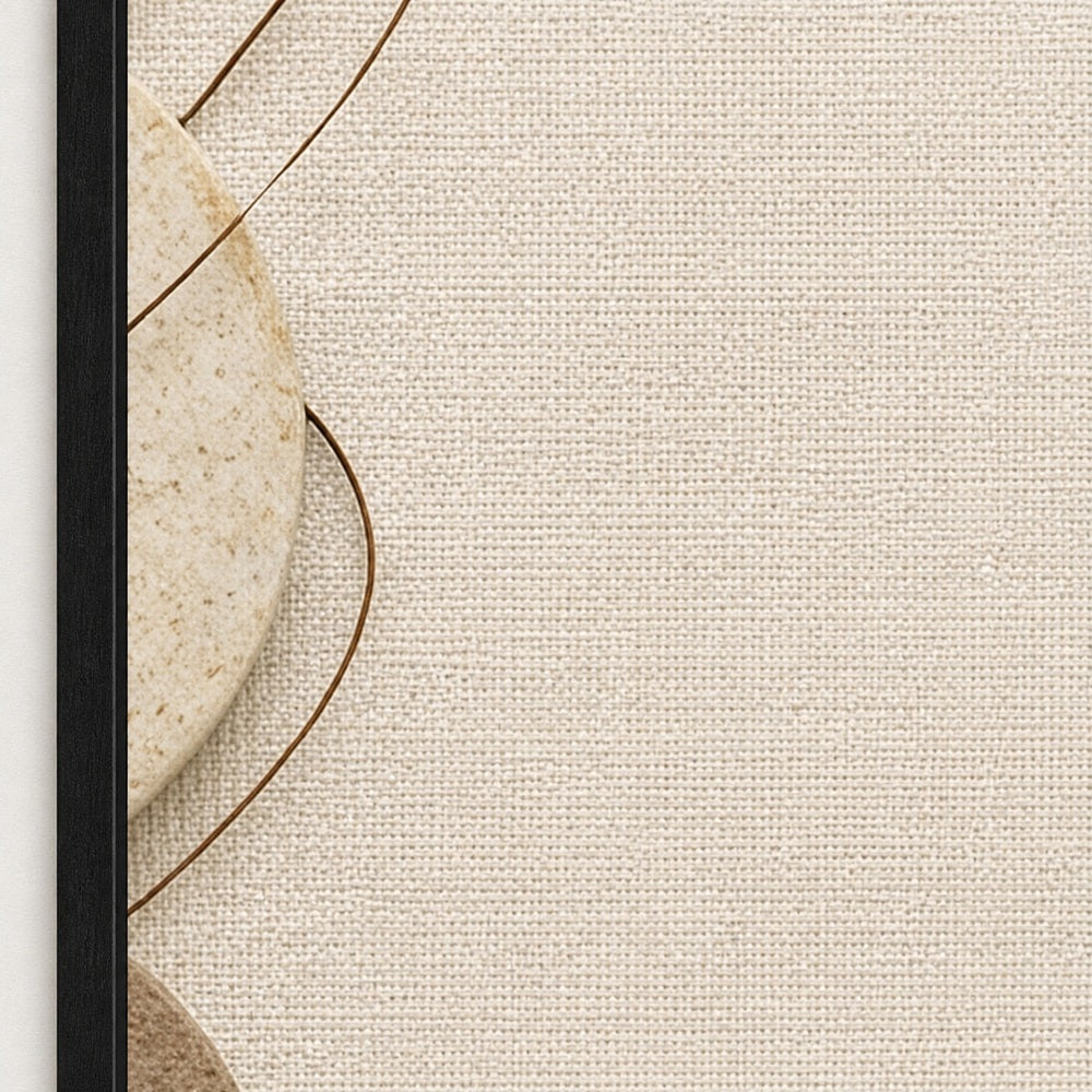 Earthtone Circle Material Collage Floating Frame Wall Art - 03