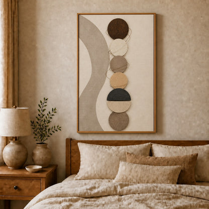 Earthtone Circle Material Collage Floating Frame Wall Art - 04