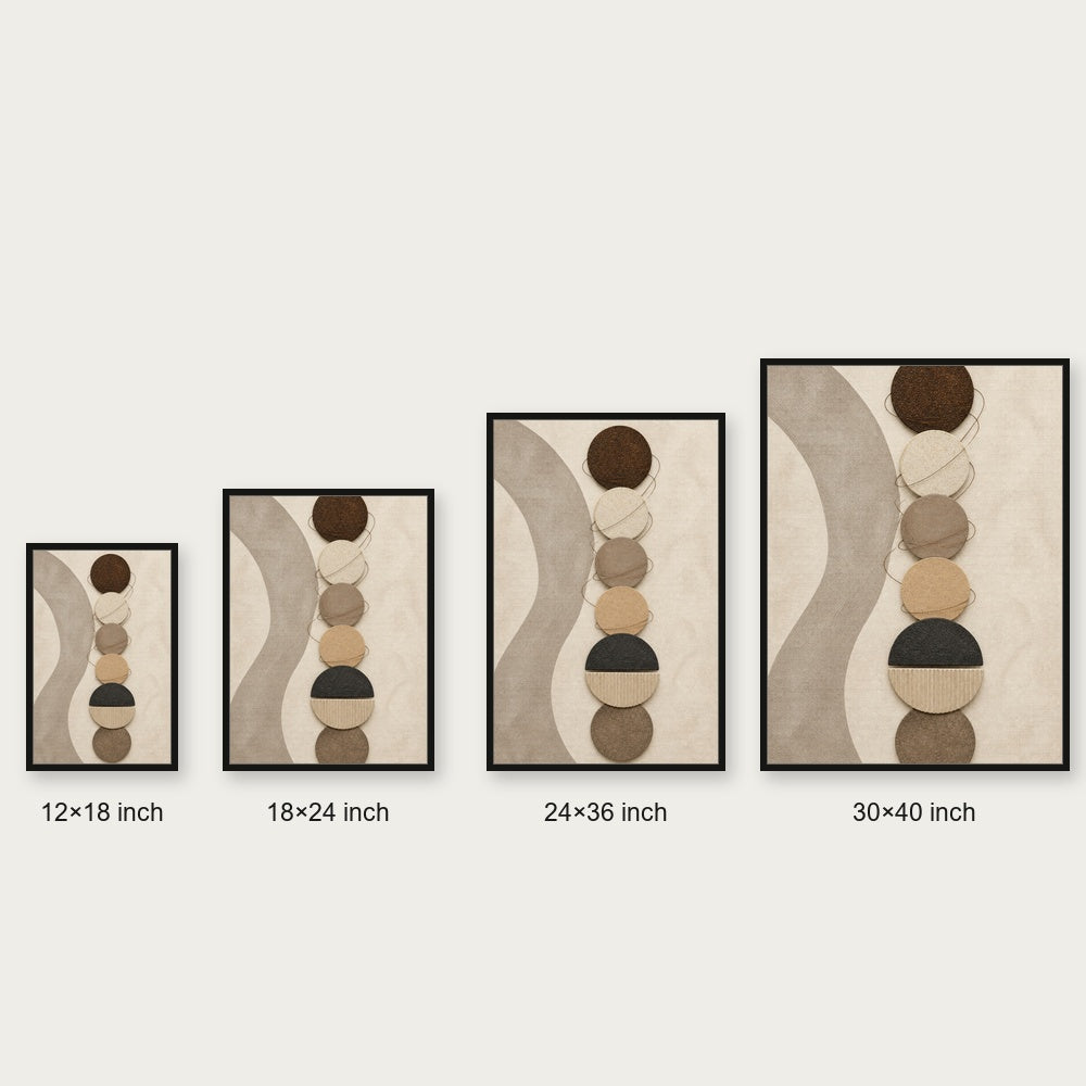 Earthtone Circle Material Collage Floating Frame Wall Art - 06