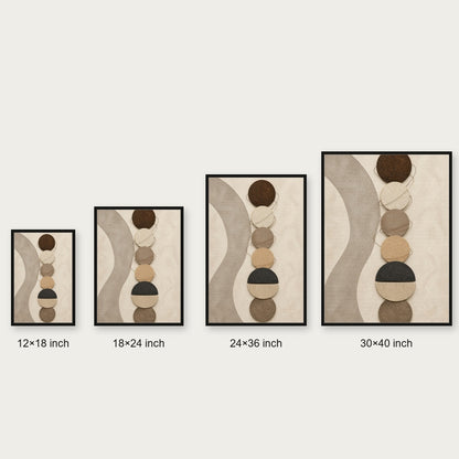 Earthtone Circle Material Collage Floating Frame Wall Art - 06