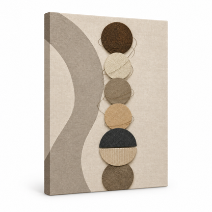 Earth-Tone Circle Collage Floater Frame Canvas Wall Art | frameless stretched canvas SKU