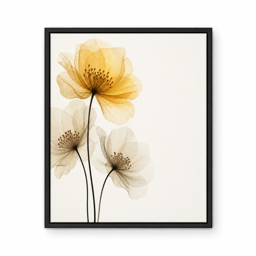 Translucent Amber Flowers Floating Frame Wall Art - 01