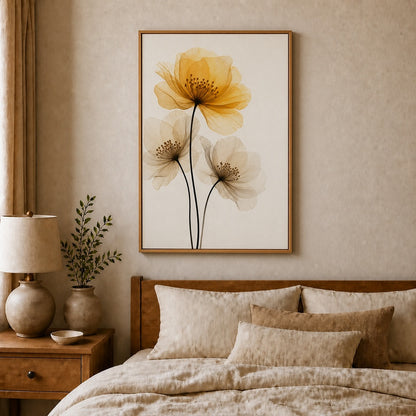 Translucent Amber Flowers Floating Frame Wall Art - 04