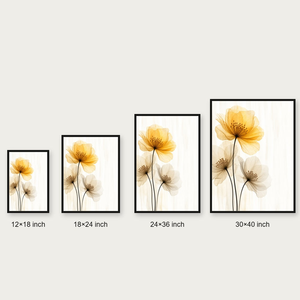 Translucent Amber Flowers Floating Frame Wall Art - 06