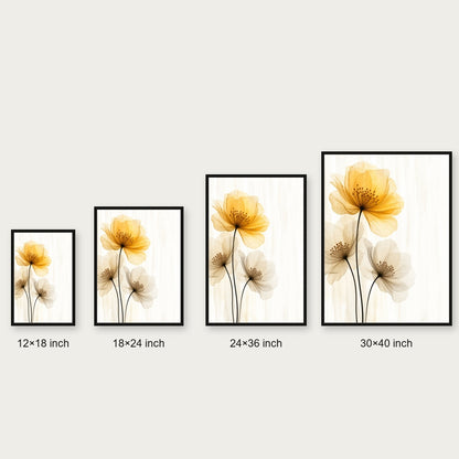 Translucent Amber Flowers Floating Frame Wall Art - 06