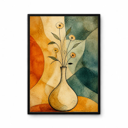 Ink Vase Color Block Botanical Floating Frame Wall Art - 01