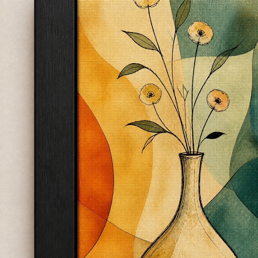 Ink Vase Color Block Botanical Floating Frame Wall Art - 03