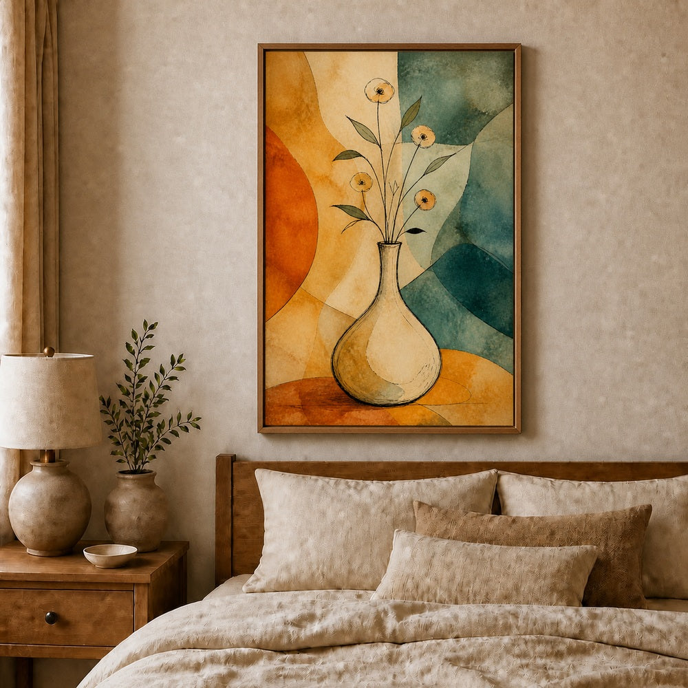 Ink Vase Color Block Botanical Floating Frame Wall Art - 04