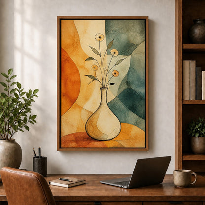 Ink Vase Color Block Botanical Floating Frame Wall Art - 05
