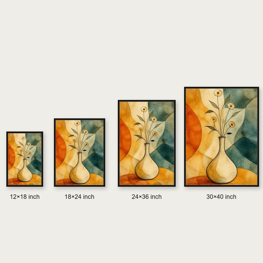 Ink Vase Color Block Botanical Floating Frame Wall Art - 06