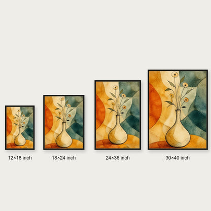 Ink Vase Color Block Botanical Floating Frame Wall Art - 06