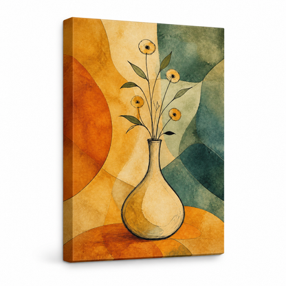Ink Vase Color Block Botanical Floater Frame Canvas Wall Art | frameless stretched canvas SKU