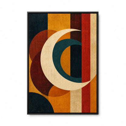 Bauhaus Crescent Geometry Floating Frame Wall Art - 01