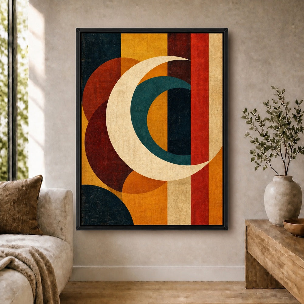 Bauhaus Crescent Geometry Floating Frame Wall Art - 02