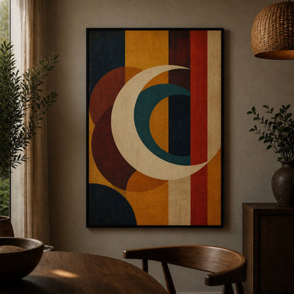 Bauhaus Crescent Geometry Floating Frame Wall Art - 02b
