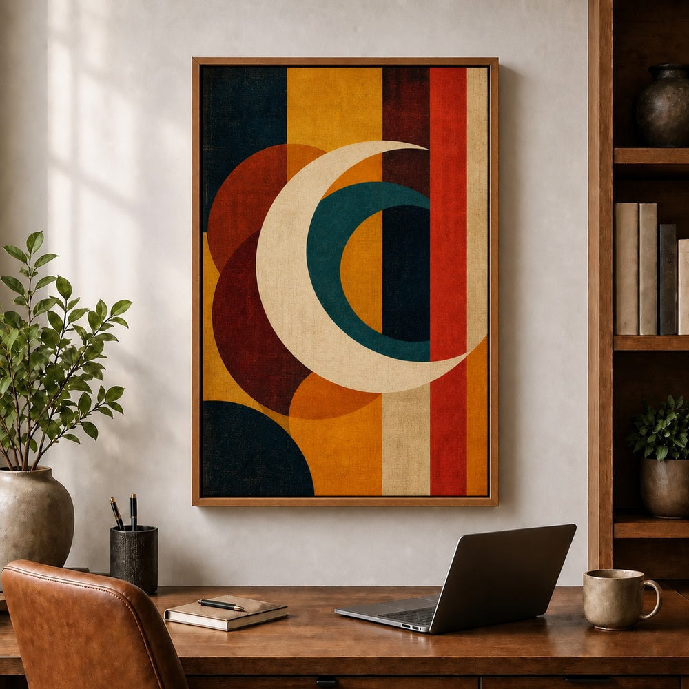Bauhaus Crescent Geometry Floating Frame Wall Art - 05