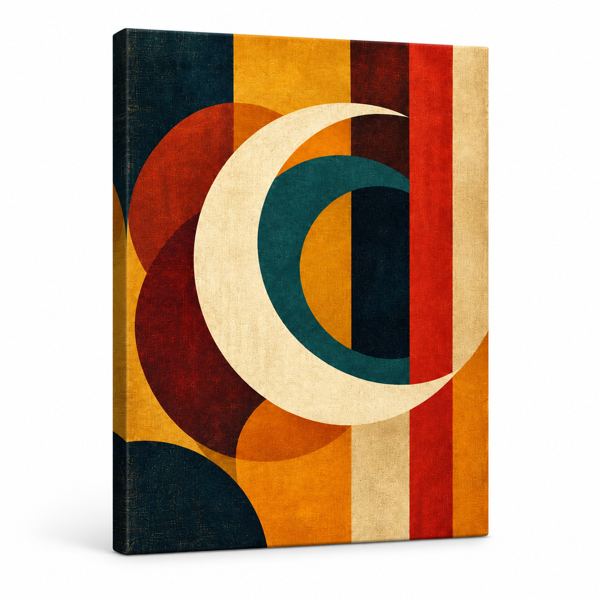 Bauhaus Crescent Geometry Floater Frame Canvas Wall Art | frameless stretched canvas SKU