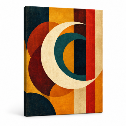 Bauhaus Crescent Geometry Floater Frame Canvas Wall Art | frameless stretched canvas SKU