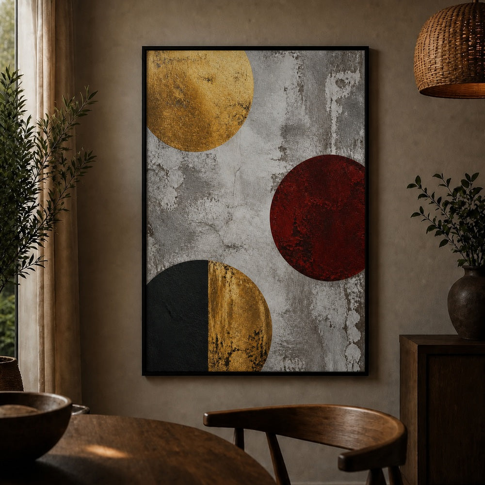 Industrial Zigzag Three Circles Floating Frame Wall Art - 02b