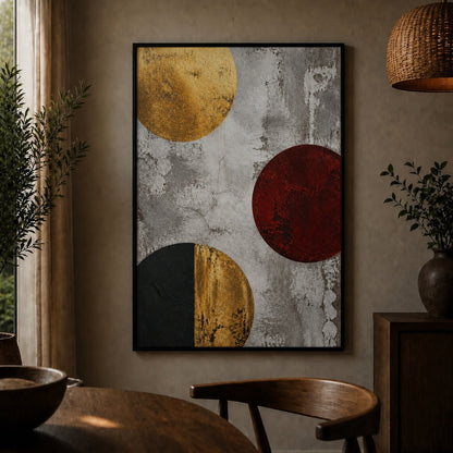 Industrial Zigzag Three Circles Floating Frame Wall Art - 02b