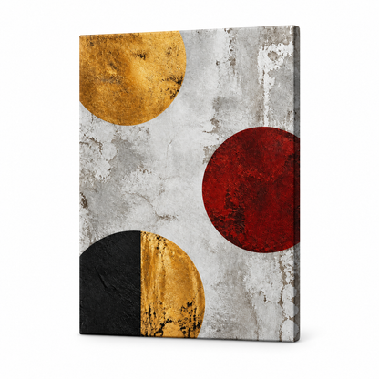 Industrial Zigzag Three Circles Floater Frame Canvas Wall Art | frameless stretched canvas SKU