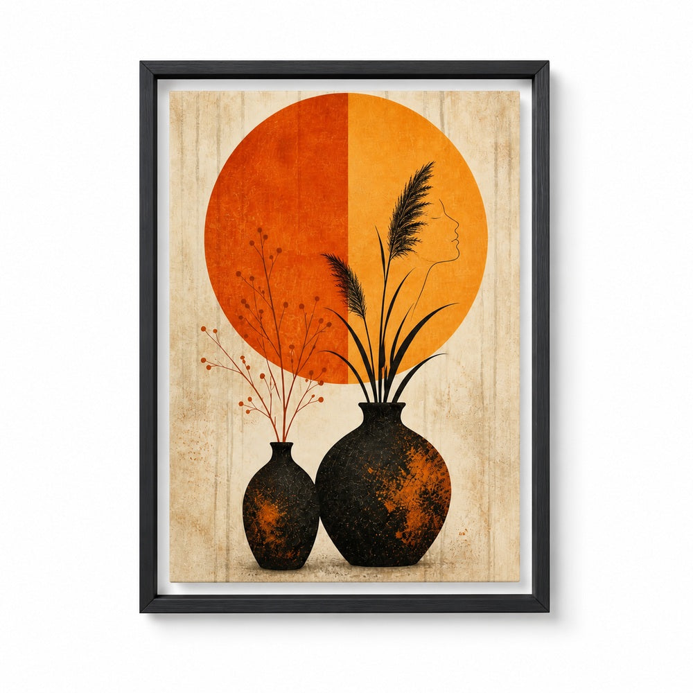 Rusted Black Vessels Split Sun Floating Frame Wall Art - 01