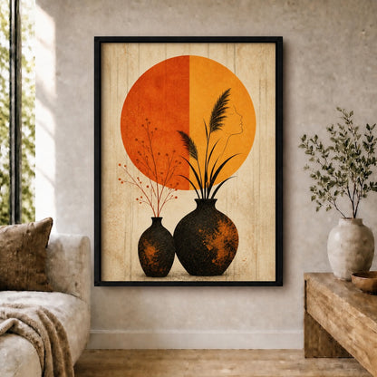 Rusted Black Vessels Split Sun Floating Frame Wall Art - 02