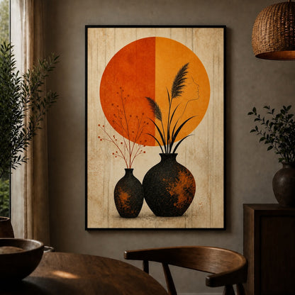 Rusted Black Vessels Split Sun Floating Frame Wall Art - 02b