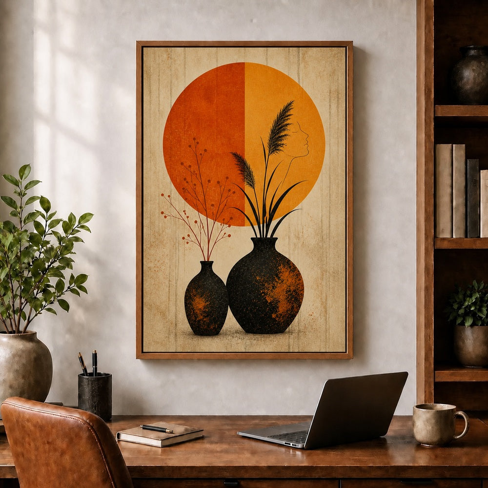 Rusted Black Vessels Split Sun Floating Frame Wall Art - 05
