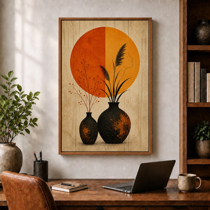 Rusted Black Vessels Split Sun Floating Frame Wall Art - 05