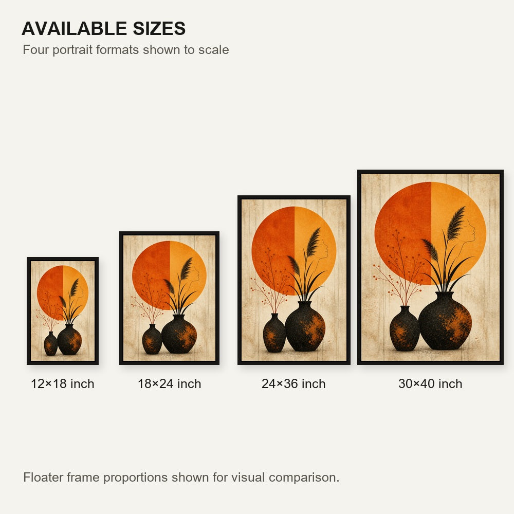 Rusted Black Vessels Split Sun Floating Frame Wall Art - 06