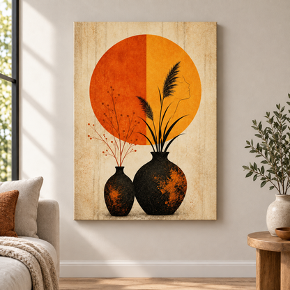 Rusted Black Vessels Split Sun Floater Frame Canvas Wall Art | frameless close wall hero