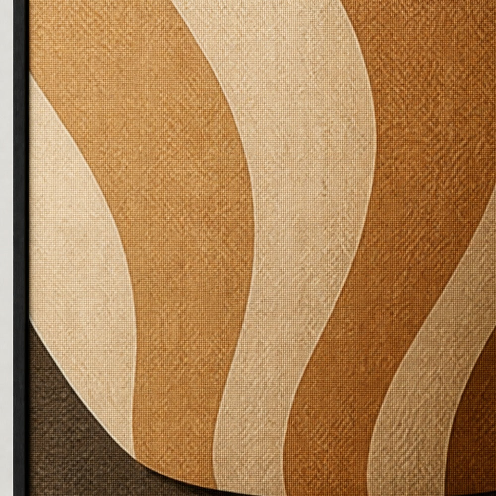 Wavy Stripe Vase Earthtone Circles Floating Frame Wall Art - 03