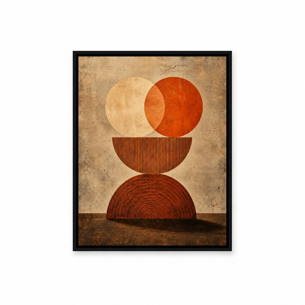 Terracotta Tree Ring Geometry Floating Frame Wall Art - 01