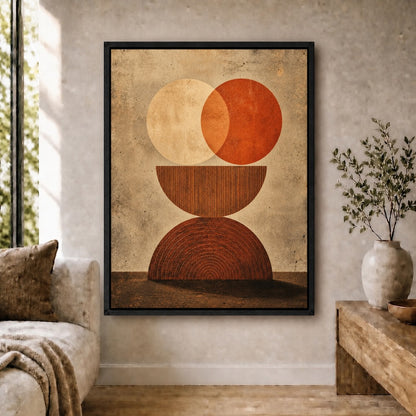 Terracotta Tree Ring Geometry Floating Frame Wall Art - 02